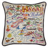 State of Hawaii Hand-Embroidered Pillow
