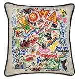 State of Iowa Hand-Embroidered Pillow
