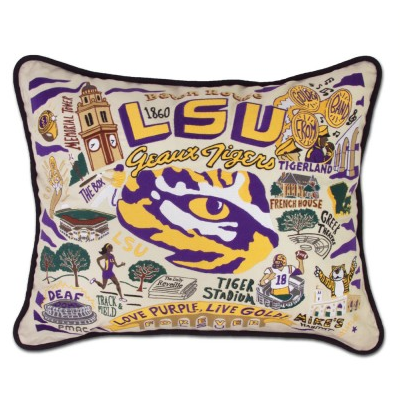 LSU Collegiate Embroidered Pillow