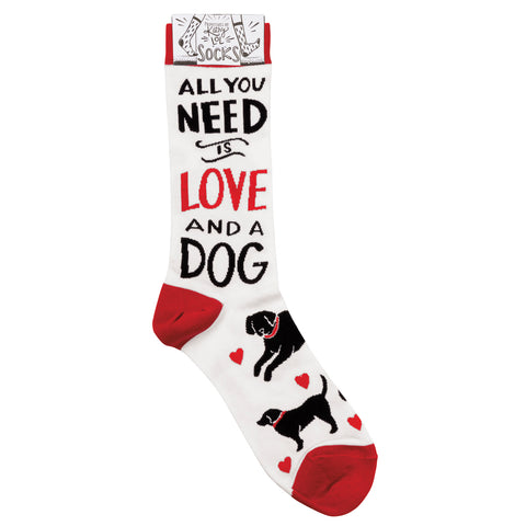Socks - All You Need is Love & a Dog - White