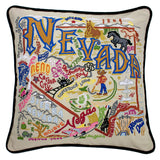 State of Nevada Hand-Embroidered Pillow