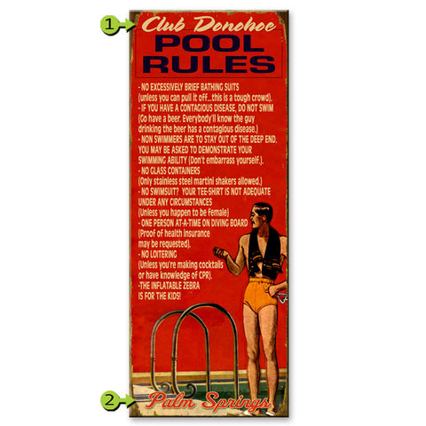 Pool Rules (Guy) Custom Sign