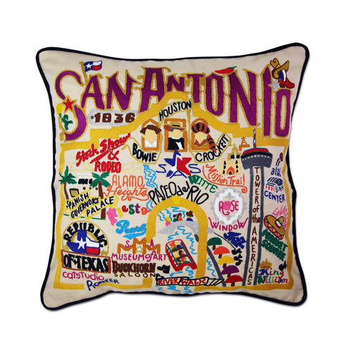 San Antonio Hand-Embroidered Pillow