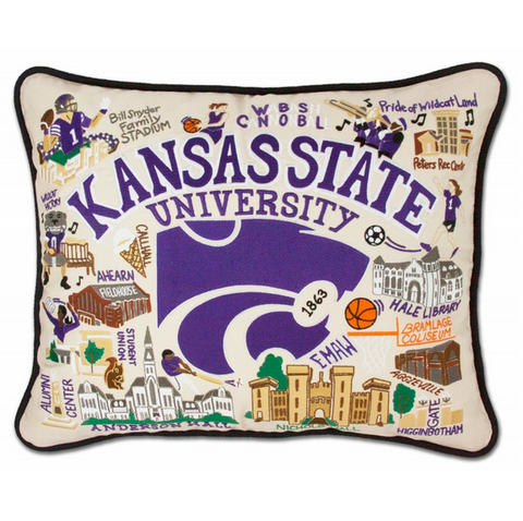 Kansas State University Collegiate Embroidered Pillow