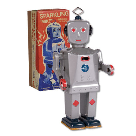thumbnail image 2 of NEW Sparkling Mike Tin Robot Toy - Shop Merci Milo 2 of 14
