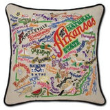 State of Arkansas Hand-Embroidered Pillow