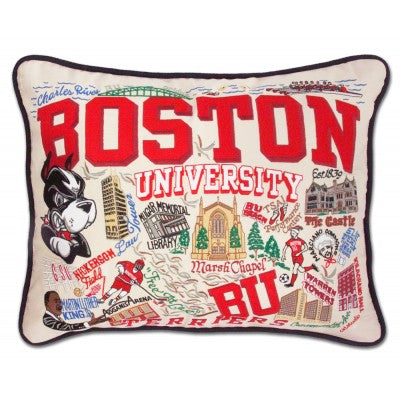 Boston University Embroidered Pillow