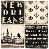 New Orleans B&W Drink Coasters