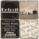 Detroit B&W Drink Coasters