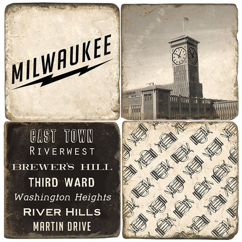 Milwaukee B&W Drink Coasters