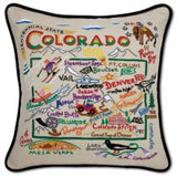 State of Colorado Hand-Embroidered Pillow