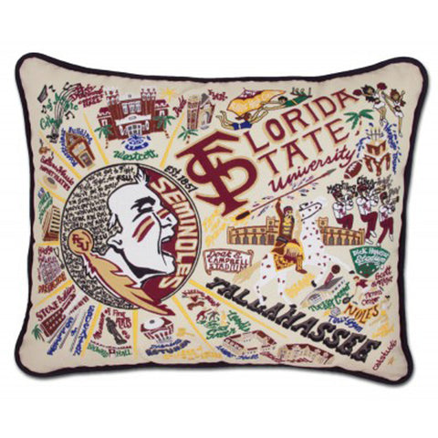 Florida State University Collegiate Embroidered Pillow