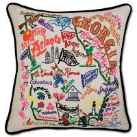 State of Georgia Hand-Embroidered Pillow