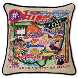 State of Ohio Hand-Embroidered Pillow