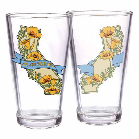 California with Poppies Pint Glass