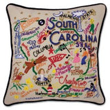State of South Carolina Hand-Embroidered Pillow