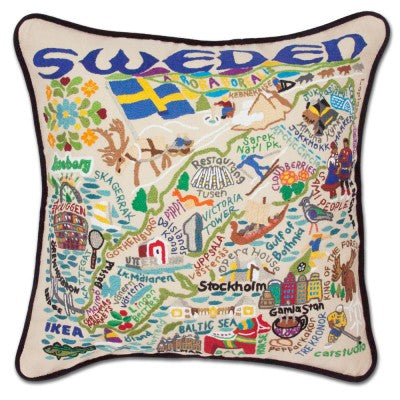 Sweden Hand-Embroidered Pillow