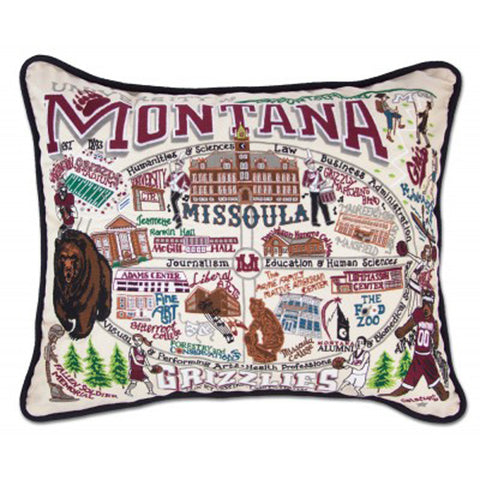 University of Montana Collegiate Embroidered Pillow