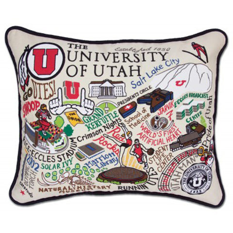 University of Utah Collegiate Embroidered Pillow