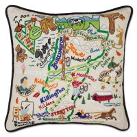 State of Vermont Hand-Embroidered Pillow