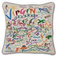 Virgin Islands Hand-Embroidered Pillow
