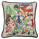 State of West Virginia Hand-Embroidered Pillow